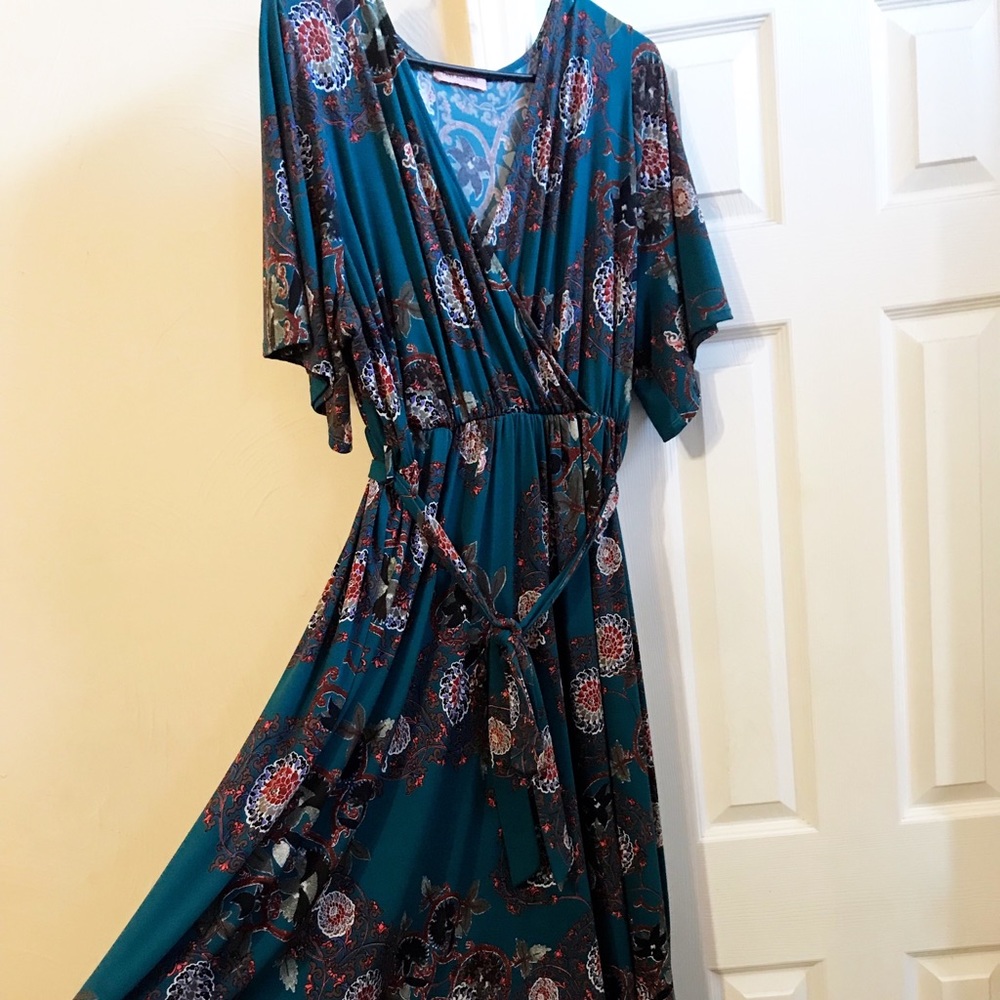 East Adeline Teal Floral Dress